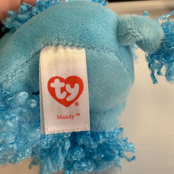 Ty Beanie Boo Mandy 6” Blue Poodle Plush EUC Sparkly Eyes Collectible - Picture 5 of 5
